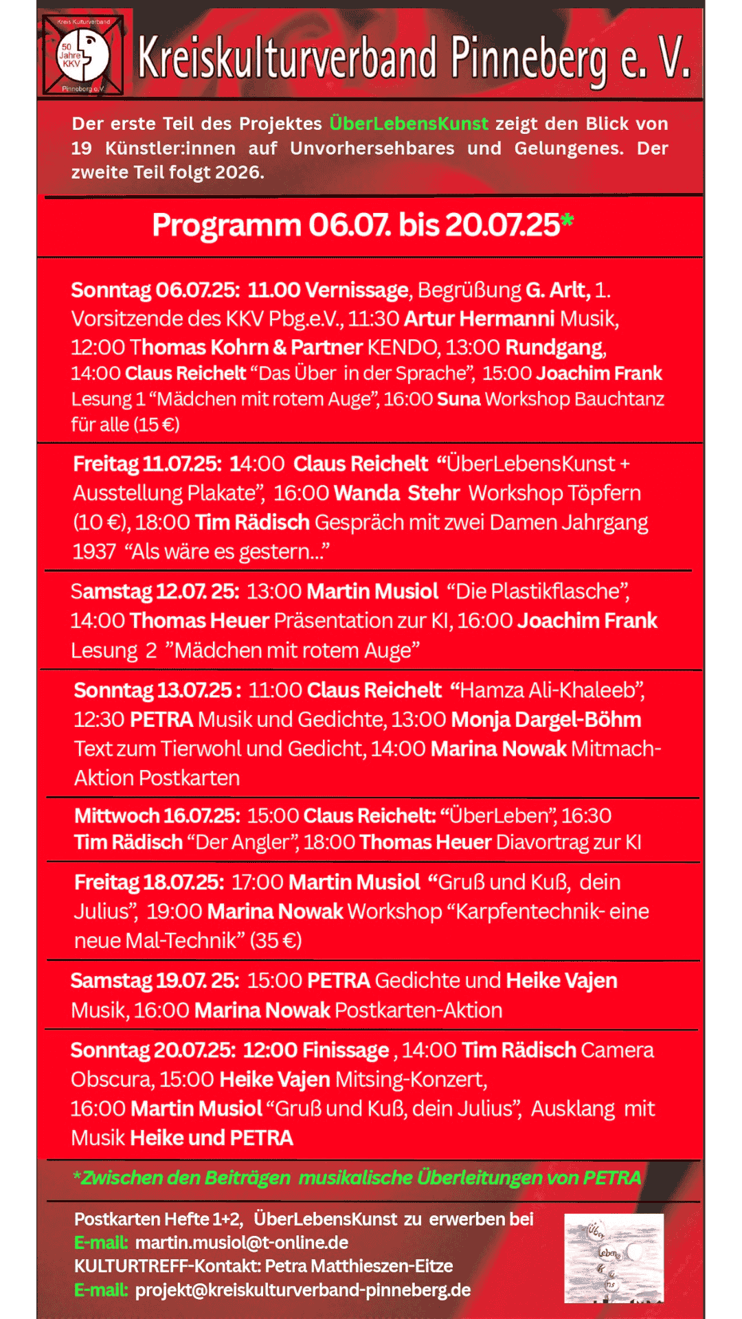 Flyer Seite 2Überlebenskunst Kreiskulturverein Pinneberg Galerie Stehr 2025
