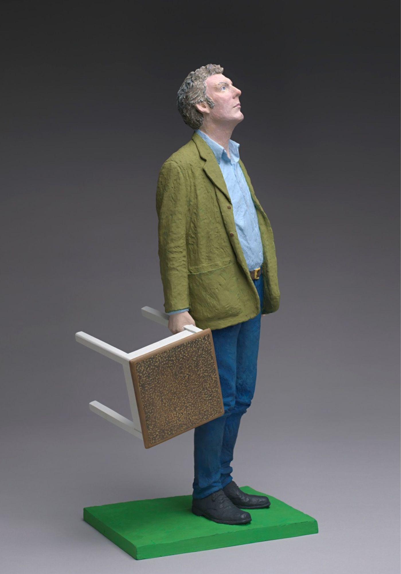 Volker Tiemann Selbst mit Hocker Bildhauerei Galerie Stehr 2025