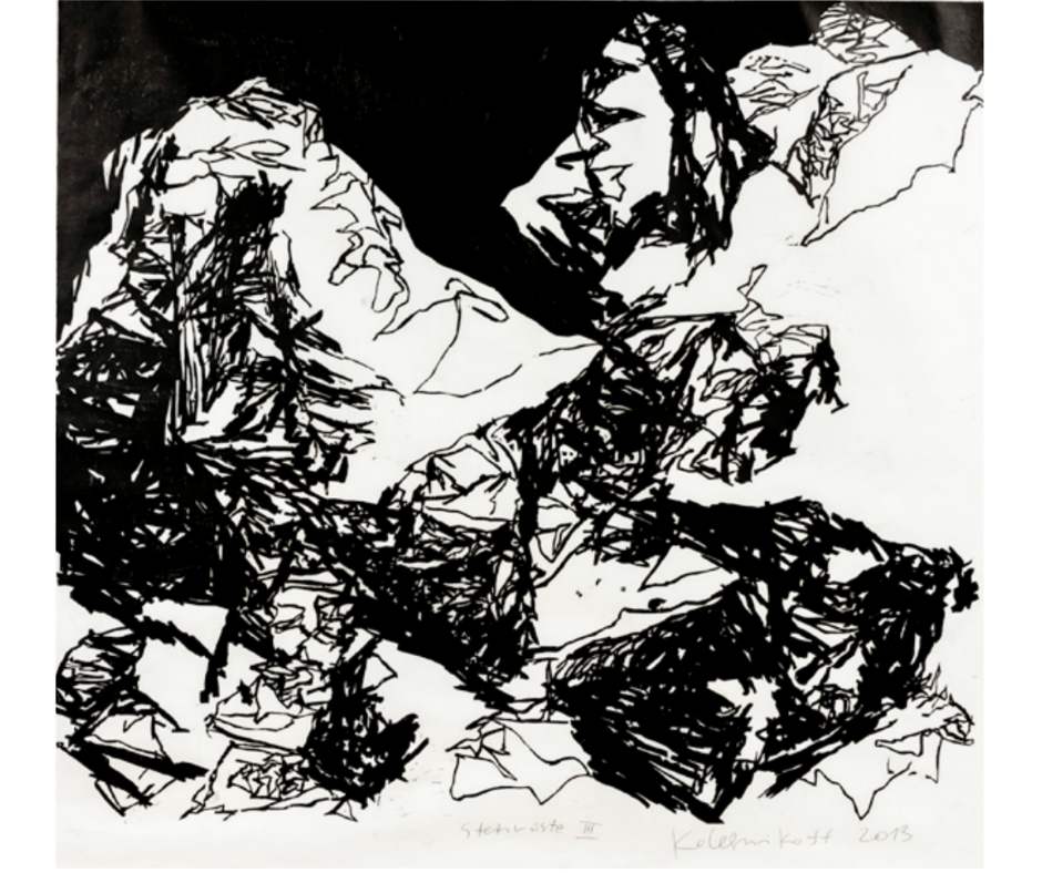 Andrey Kolesnikoff Steinwüste Holzschnitt 1 Galerie Stehr 2025